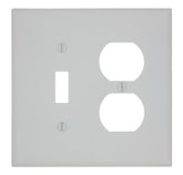 Leviton 80505-W Combination Wallplate, 4-3/8 in L, 3-1/8 in W, Midway, 2 -Gang, Plastic, White, Device Mounting